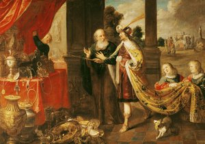 Assuero Mostra il Suo Tesoro a Mardocheo da Claude Vignon